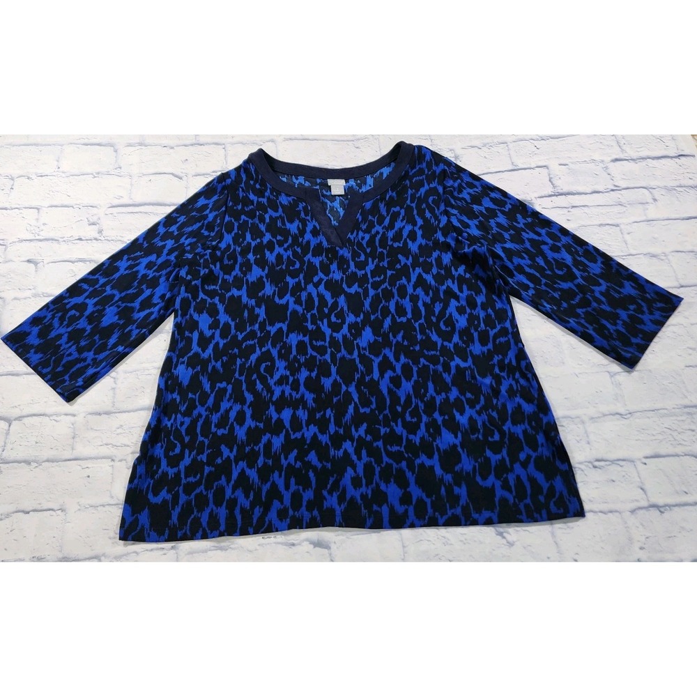 Chico's Blue and Black Animal Print Tunic